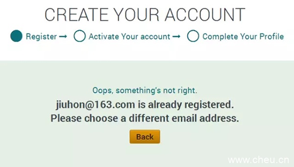 点击完“Register”之后,会提示注册成功